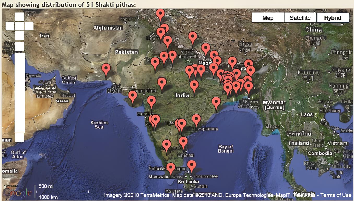 51 shakti peeth list - map